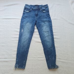 Kancan Skinny Distressed Jeans Mid/High Rise sz 28 med-dark blue